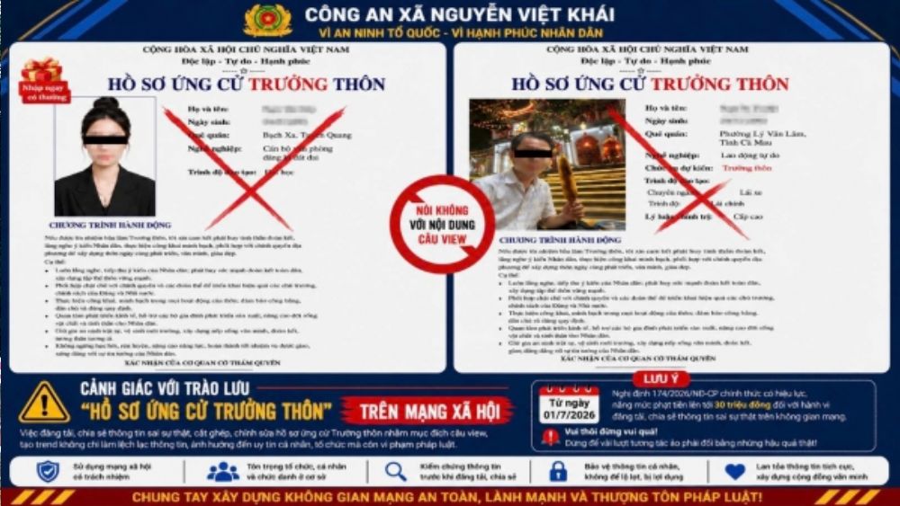 Công an cảnh báo trào lưu "ứng cử trưởng thôn" trên mạng xã hội có thể khiến người tham gia bị xử phạt đến 30 triệu đồng nếu vi phạm quy định.